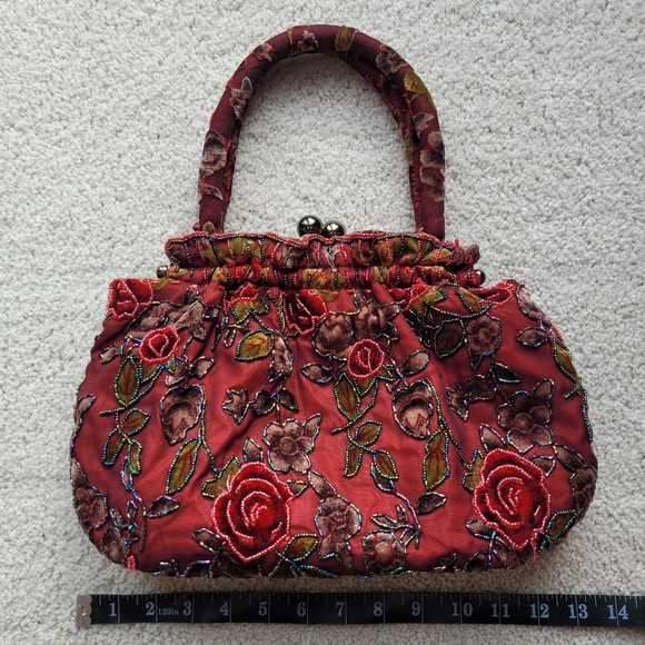 Unique Beaded Floral Embroidered Handbag - Picture 8 of 10